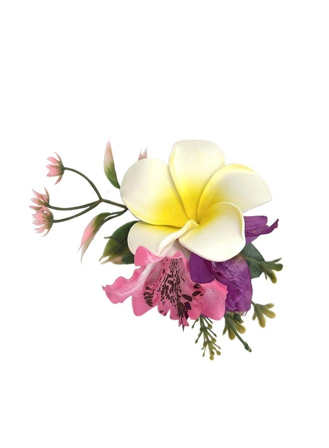 SHENIAFC 3Pcs Hawaiian Plumeria Flower for Women and Girls,Artificial Flower Barrettes and Pins for Beach,Hair Accessories for Luau Outfits, Party Hairstyles, and Decor（Pink+Blue+White） - Image 1