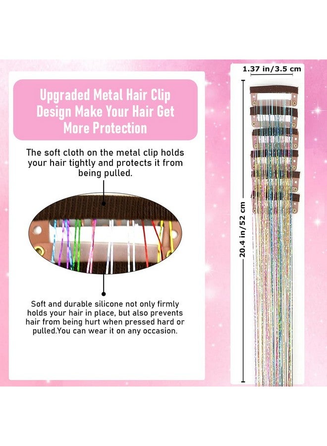 MAYCREATE® 6pcs Hair Tinsel Hair Extensions for Women Girls, Glitter 20'' Clip-in Fairy Hair Tinsels Highlight Sparkling Tinsel Clips for Party, Festival (Colorful) - Image 2