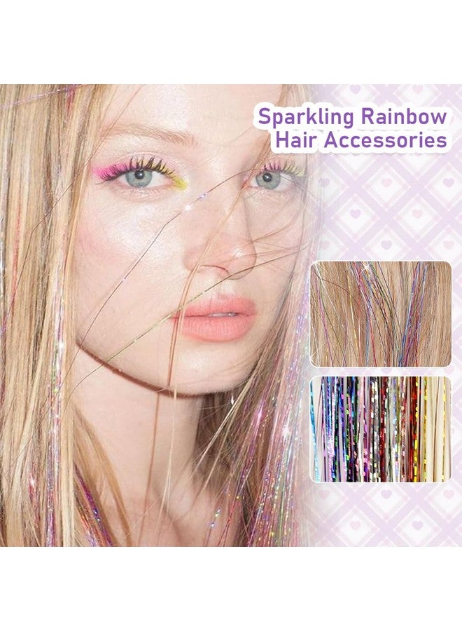 MAYCREATE® 6pcs Hair Tinsel Hair Extensions for Women Girls, Glitter 20'' Clip-in Fairy Hair Tinsels Highlight Sparkling Tinsel Clips for Party, Festival (Colorful) - Image 3