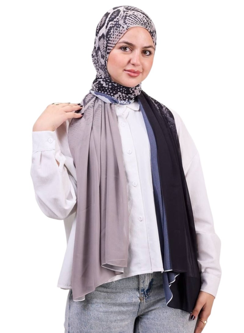 وشاح شيفون كريب متعدد الالوان طباعة ديجيتال