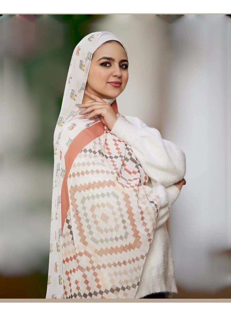 وشاح شيفون كريب متعدد الالوان طباعة ديجيتال