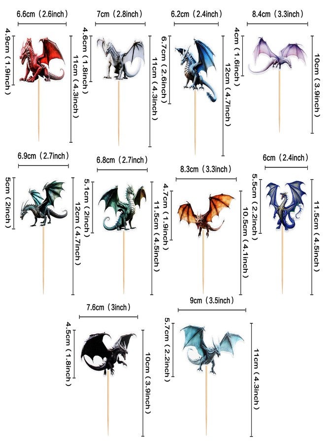 Ercadio 30 Pack Dragon Cupcake Toppers Wild Dragon Cake Picks Wild Dragon Cupcake Topper Dragon Cupcake Toppers Picks for Dragon Themed Party Kids Birthday Party Decor Supplies - Image 2