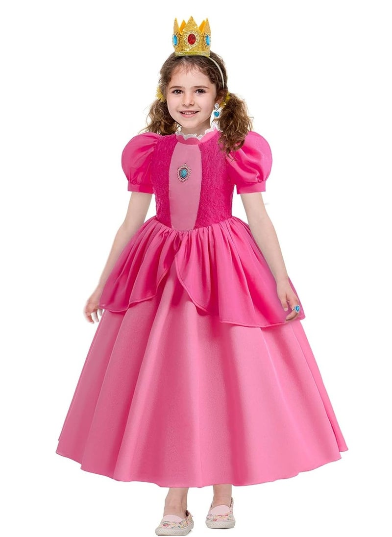 Excefore Princess Cosplay Costume for Girls Kids, Dress With Accessories Crown and Earrings, 140cm  - Image 3