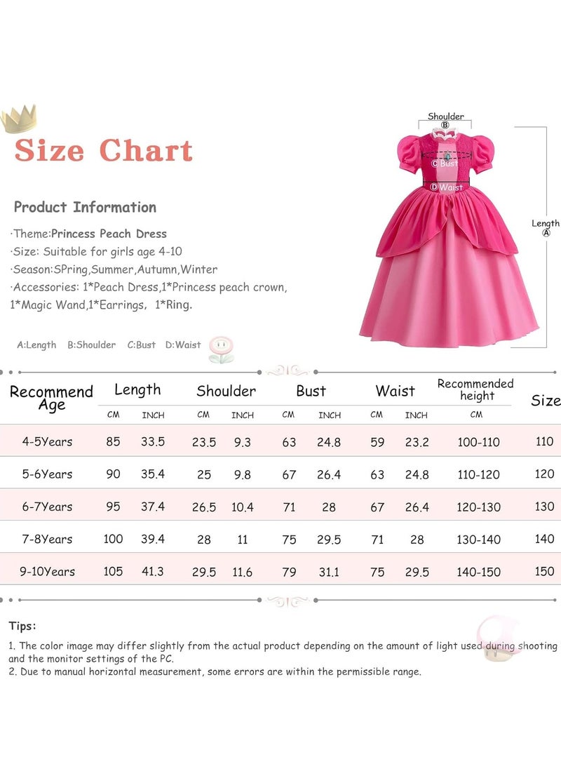 Excefore Princess Cosplay Costume for Girls Kids, Dress With Accessories Crown and Earrings, 140cm  - Image 5