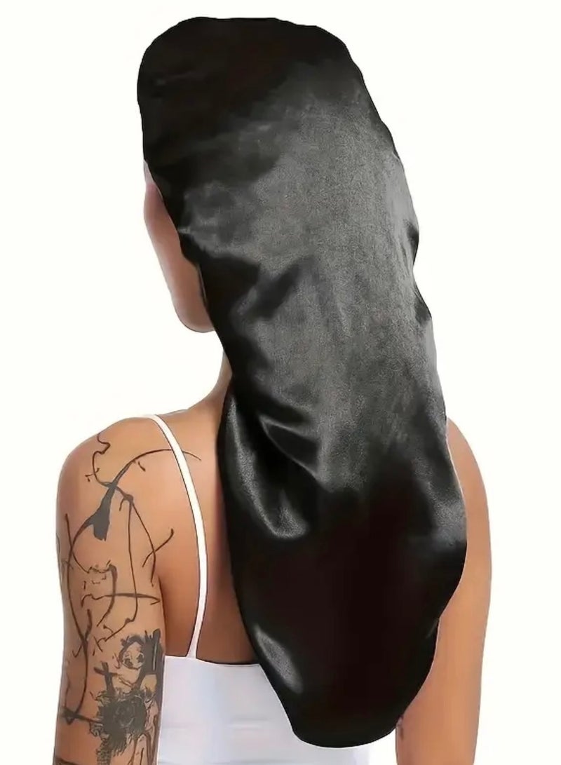 كلين ويف قبعة نوم ساتان كبيرة جدًا للنساء – مثالية للشعر الطويل والضفائر والمجدل والتجعيد | قبعة ليلية ناعمة لحماية الشعر بدون تجعد أو تشابك - Image 4