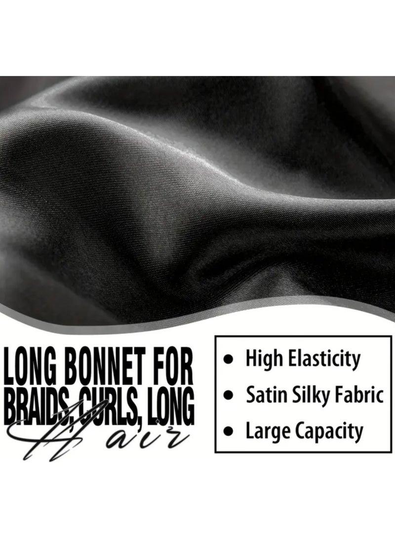 كلين ويف قبعة نوم ساتان كبيرة جدًا للنساء – مثالية للشعر الطويل والضفائر والمجدل والتجعيد | قبعة ليلية ناعمة لحماية الشعر بدون تجعد أو تشابك - Image 5