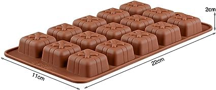 MoldBerry Chocolate Mould Gift Box Making Silicone Chocolate Mold for Cake, Brownie Topper, Hard & Soft Candies, Gummy, Jelly, Keto Fat Bombs Square Shapes in Brown Trays - Image 4