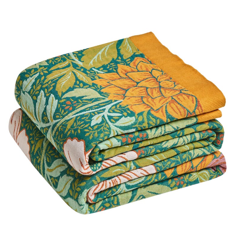LUTBM Boho Throw Blanket for Bed Cotton Spring Blankets Bedroom Living Room Twin All Season Lightweight Floral Embroidery Quilt for Couch Sofa Chair 60"x80" - Image 1