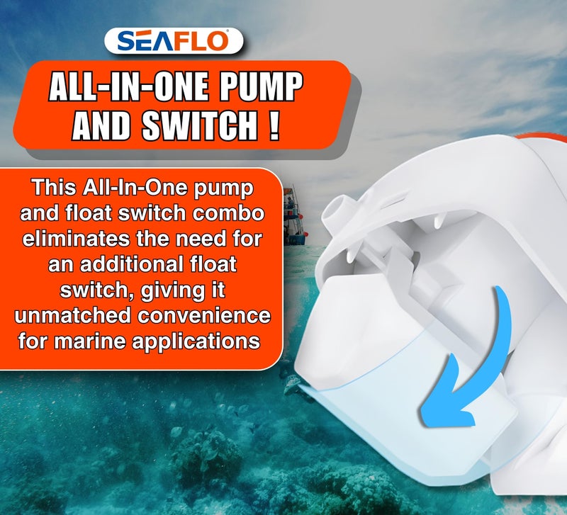 SEAFLO 06 Series Automatic Submersible Bilge Pump - 1100 GPH, 12V, 1-1/8"" Outlet, 4-Year Warranty! Built-In Float Switch, Snap-Off Strainer, Compact for Marine Boat Yacht, CE & Rohs Certified - Image 2