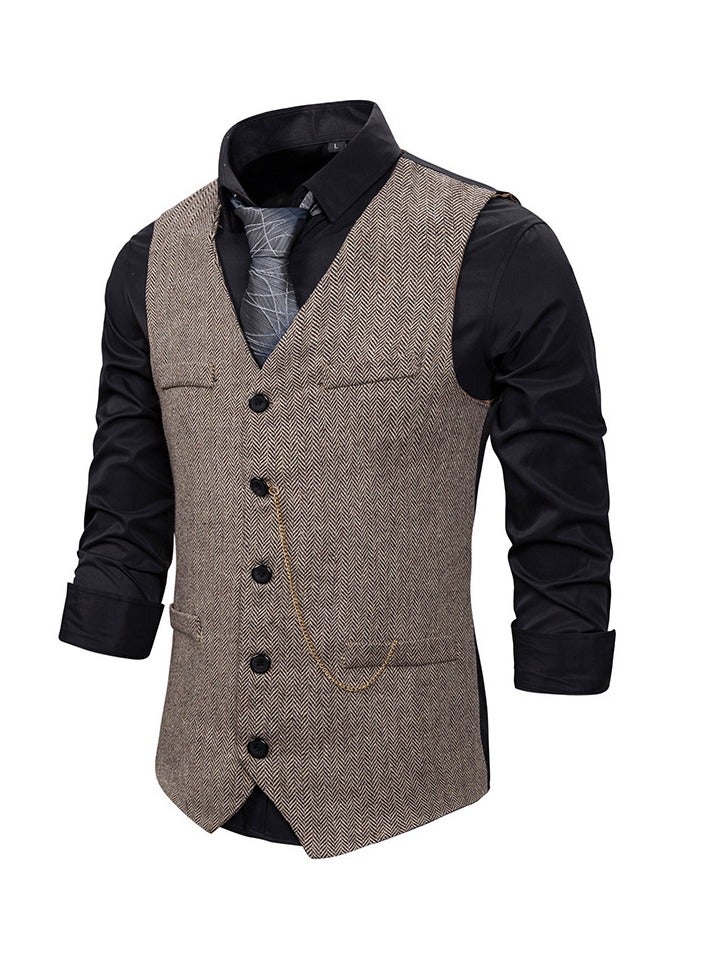 KUYING New Fashionable Herringbone Patterned Suit Vest  - Image 2