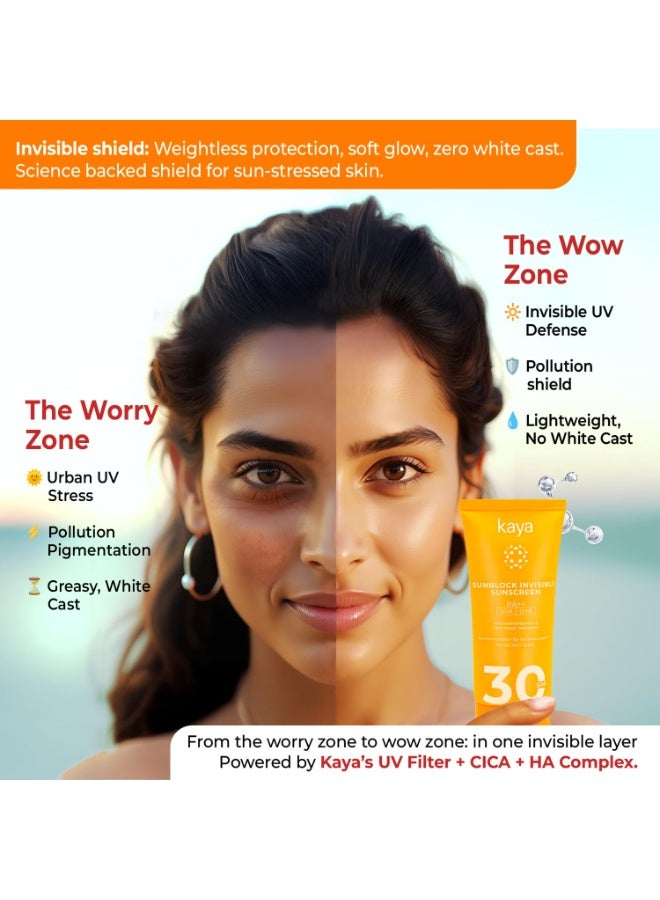 Kaya Clinic All Invisible Face Sunscreen SPF 30 PA++ | Hyaluronic Acid, Centella, Primer-Like Texture | Dermatologist-Developed | 22 Years Expertise | Matte, No White Cast | 50ml - Image 5