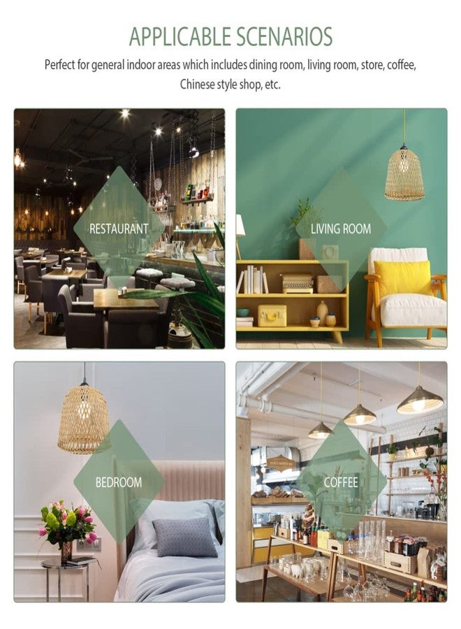 ARTIBETTER Rattan Lamp Shade 2pcs Woven Lampshade Weave Lighting Rattan Pendant Light Shade Wicker Basket Chandelier Lamp Shade Hanging Ceiling Light Cover Fixture for Cafe Decor Japanese Decor - Image 3