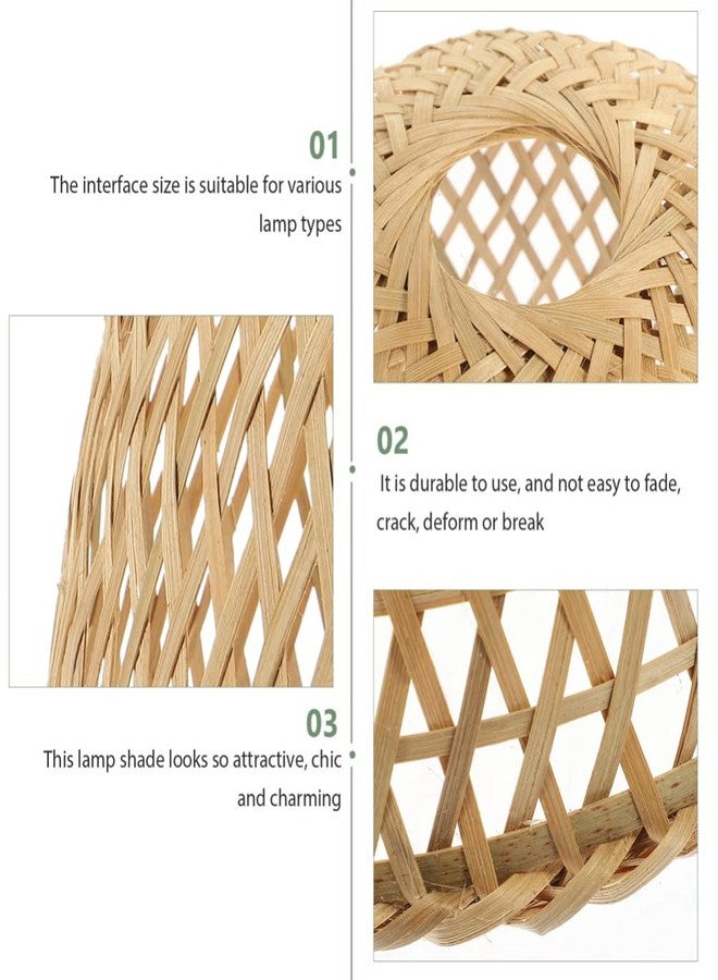 ARTIBETTER Rattan Lamp Shade 2pcs Woven Lampshade Weave Lighting Rattan Pendant Light Shade Wicker Basket Chandelier Lamp Shade Hanging Ceiling Light Cover Fixture for Cafe Decor Japanese Decor - Image 5