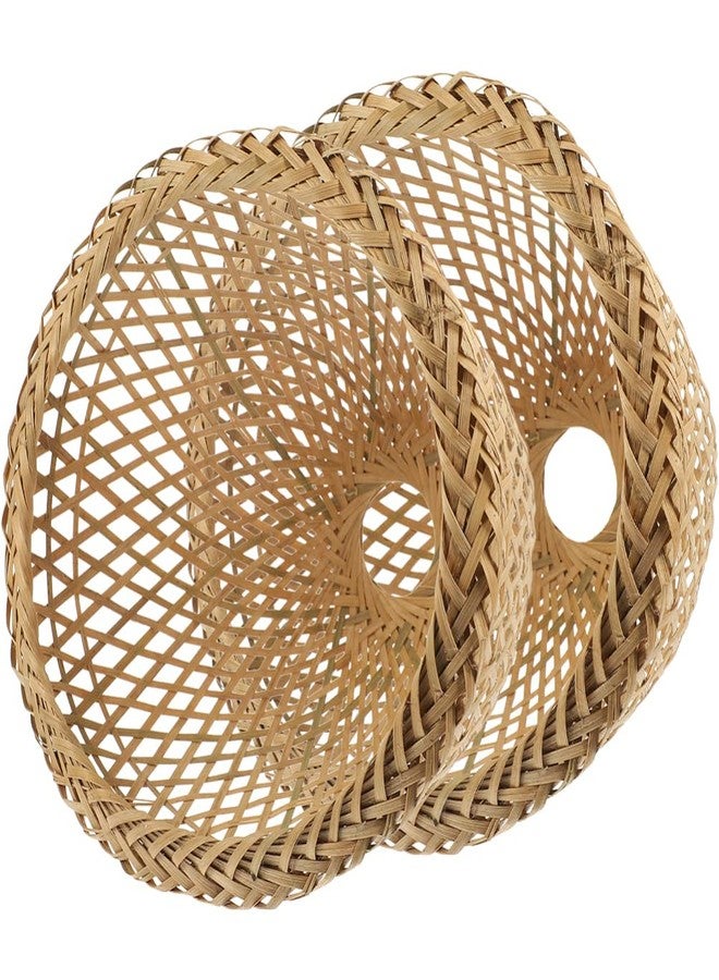 ARTIBETTER Rattan Lamp Shade 2pcs Woven Lampshade Weave Lighting Rattan Pendant Light Shade Wicker Basket Chandelier Lamp Shade Hanging Ceiling Light Cover Fixture for Cafe Decor Japanese Decor - Image 1