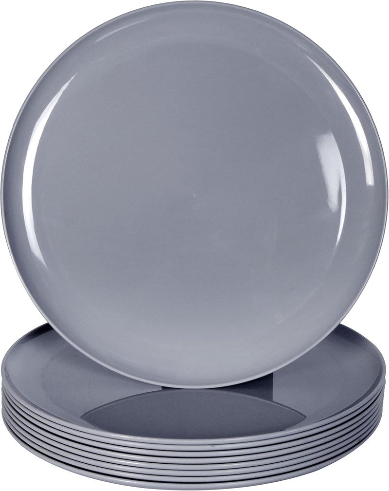 Youngever 10 Inch Plastic Plates Large Plates Dinner Plates Set of 9 Dark Grey - Image 1