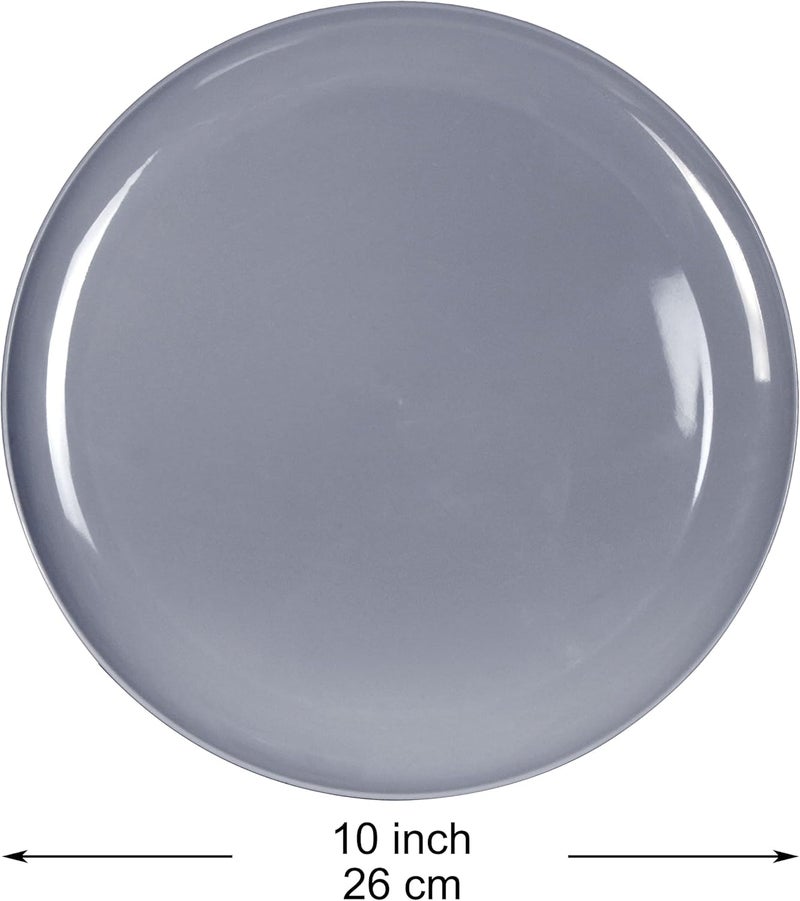 Youngever 10 Inch Plastic Plates Large Plates Dinner Plates Set of 9 Dark Grey - Image 2