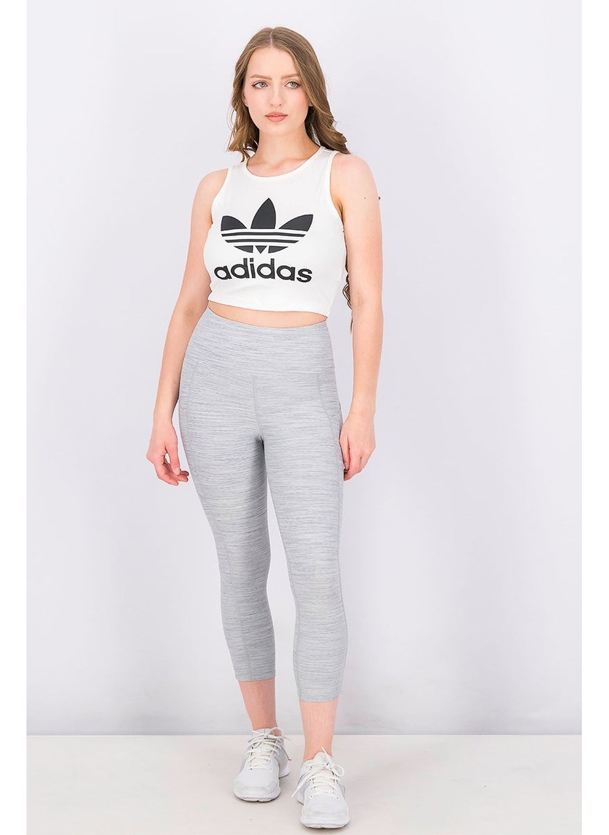 Adidas - Women Regular Fit Brand Logo Sleeveless Crop Top, White - Image 1