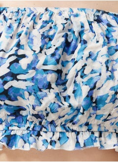 trendyol Blue Tie-dye Patterned Carmen Collar Crop Woven Blouse TWOSS24BZ00484  - Image 4