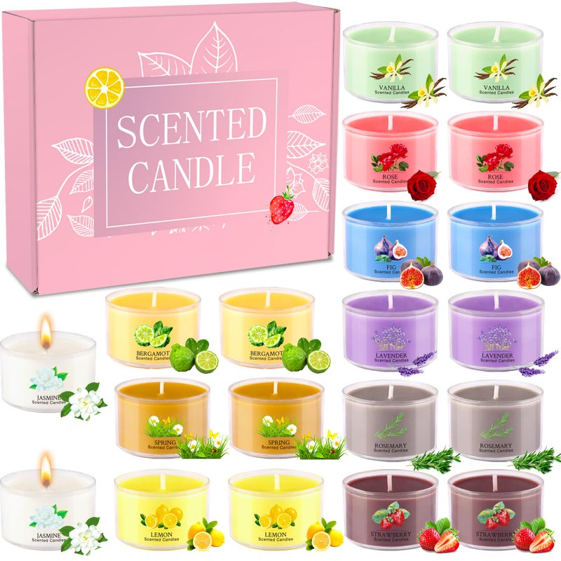 Collabell 20 Pack Scented Candles, 1.6oz Mini Jar Holiday Gift Set with 10 Fragrances & Colors, Natural Soy Wax Aromatherapy Candles for Mother's Day, Home, Party Decor, Candle Gifts for Women, Her, Mom - Image 1