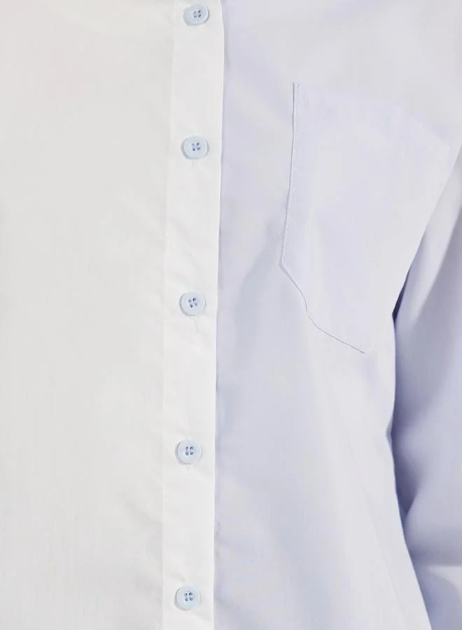 Styli Oversized Color Block Longline Shirt
