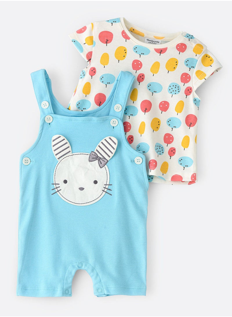 T-shirt & dungaree set with print