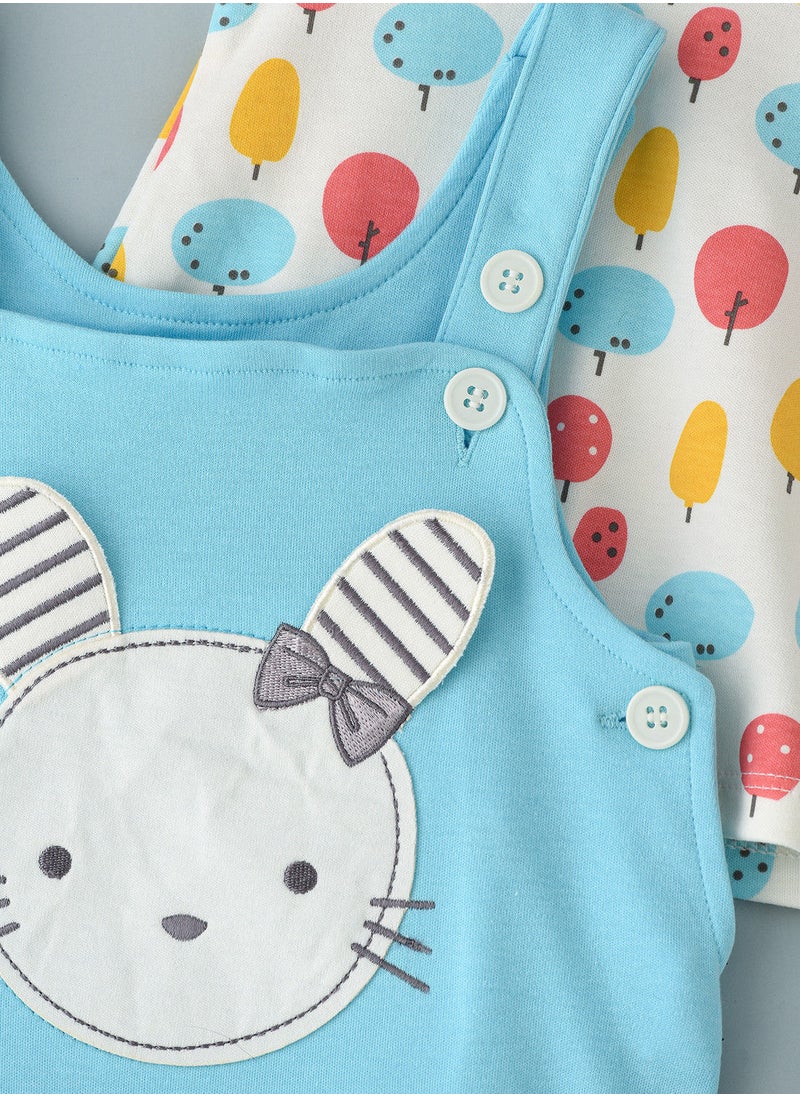 T-shirt & dungaree set with print