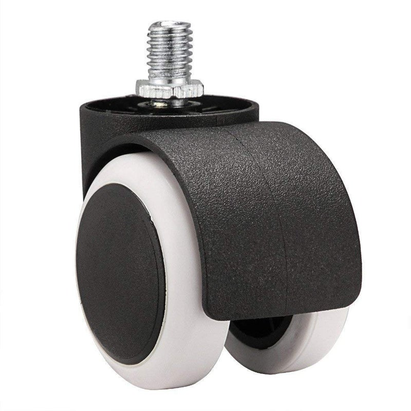 Boriva Chair Twin Castor Wheels Threaded Set of 5 pcs for revolving Chairs and Other revolving Products 100 Nylon ABS Material Assurance Black - Image 1