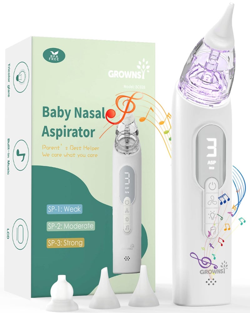 GROWNSY GROWNSY Upgrade Nasal Aspirator for Baby, Rechargeable Baby Nose Sucker, Electric Nose Suction for Baby with Advanced Soothing Music and Light Design, Food-Grade Silicone Tips, 3 Suction Modes  - Image 1