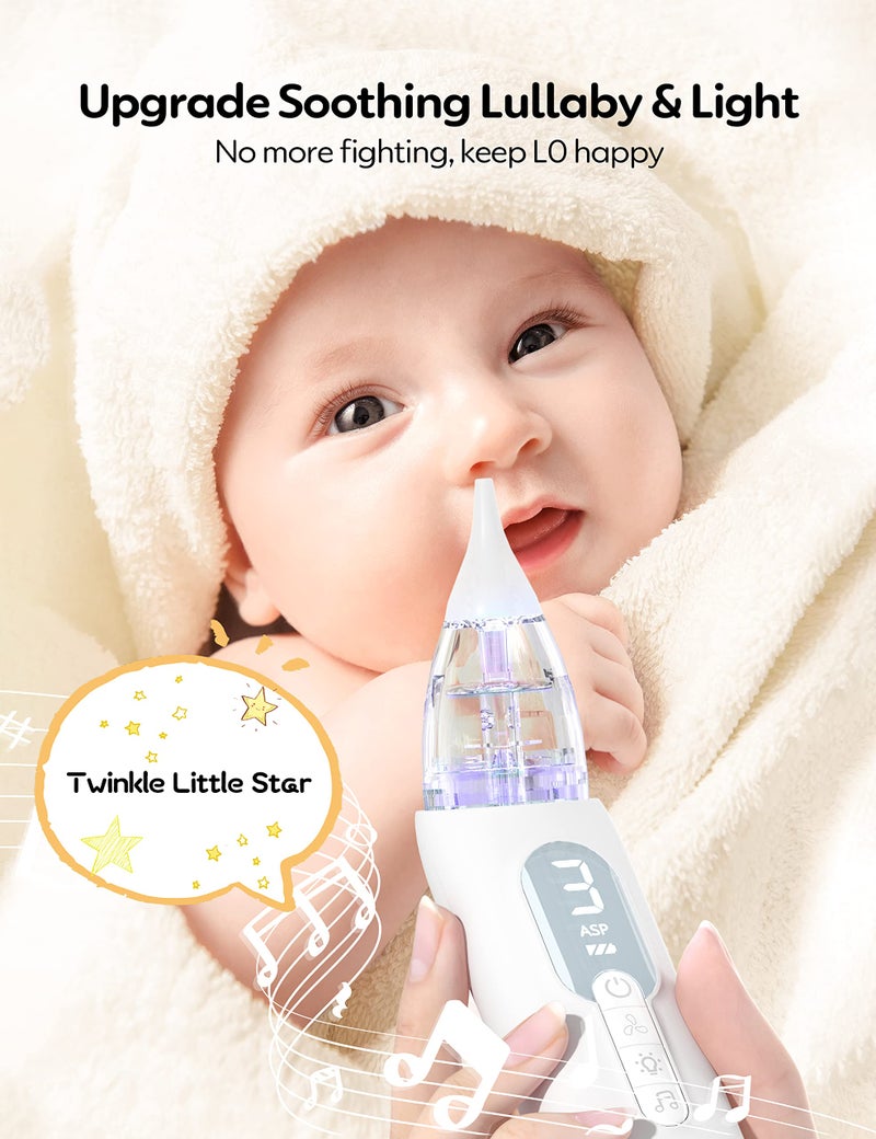 GROWNSY GROWNSY Upgrade Nasal Aspirator for Baby, Rechargeable Baby Nose Sucker, Electric Nose Suction for Baby with Advanced Soothing Music and Light Design, Food-Grade Silicone Tips, 3 Suction Modes  - Image 3