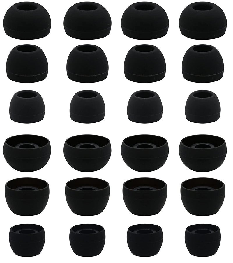 BLLQ 12 Pairs Silicone Replacement Earbud Ear Buds Tips Compatible with Skullcandy Sesh Evo and Other 3.8mm to 5.5mm Nozzle Earbuds Earphones, S/M/L Black