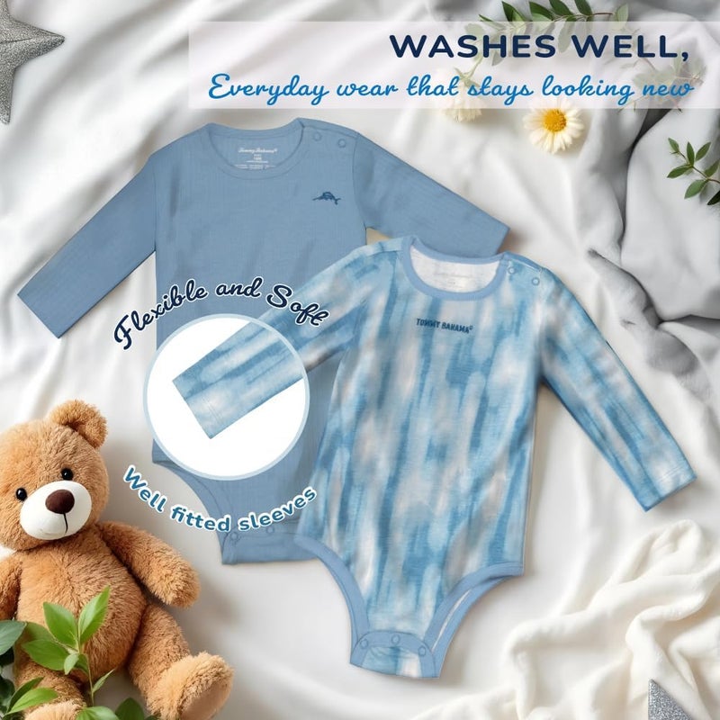 Tommy Bahama Baby 5-Piece Onesie Set - 100% Cotton Long Sleeve Bodysuit 5-Pack for Infant Boys and Girls - Image 3