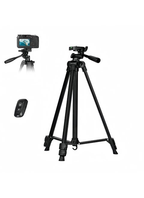 140cm Camera Tripod for Cell Phone Travel Tripod for Camera with Bluetooth Wireless Remote Stand Tripod for Phone/Camera/GoPro