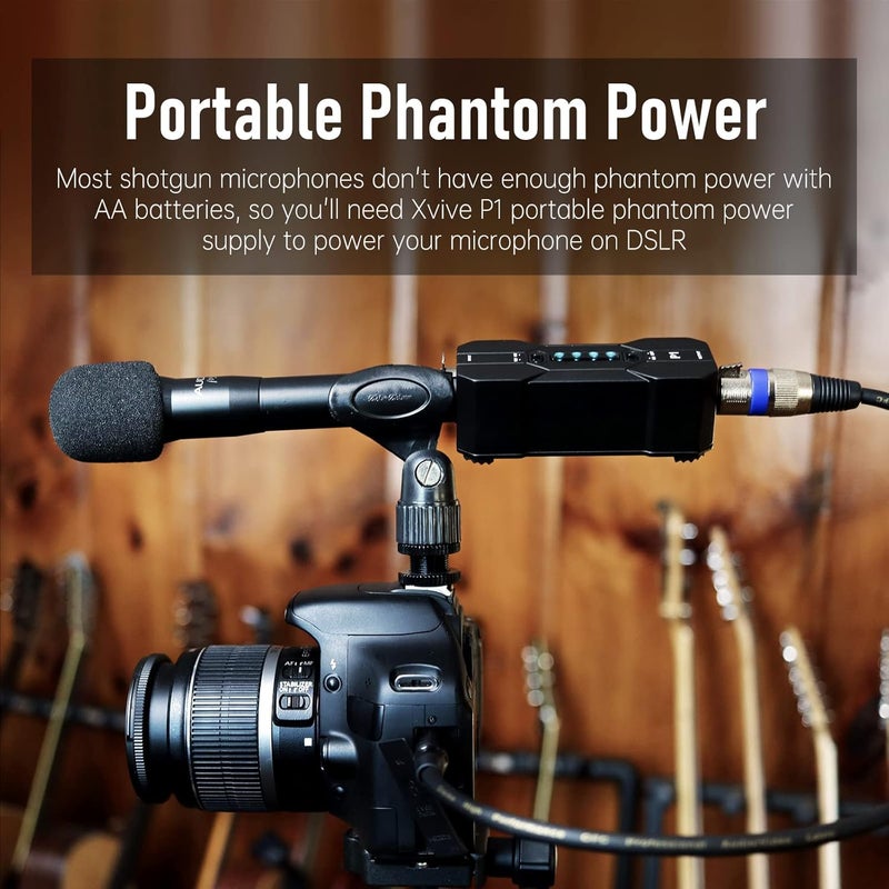 Xvive P1 Phantom Power Supply for Microphone Preamp,Condenser Microphones,Shotgun Mic,with XLR Cable - Image 4