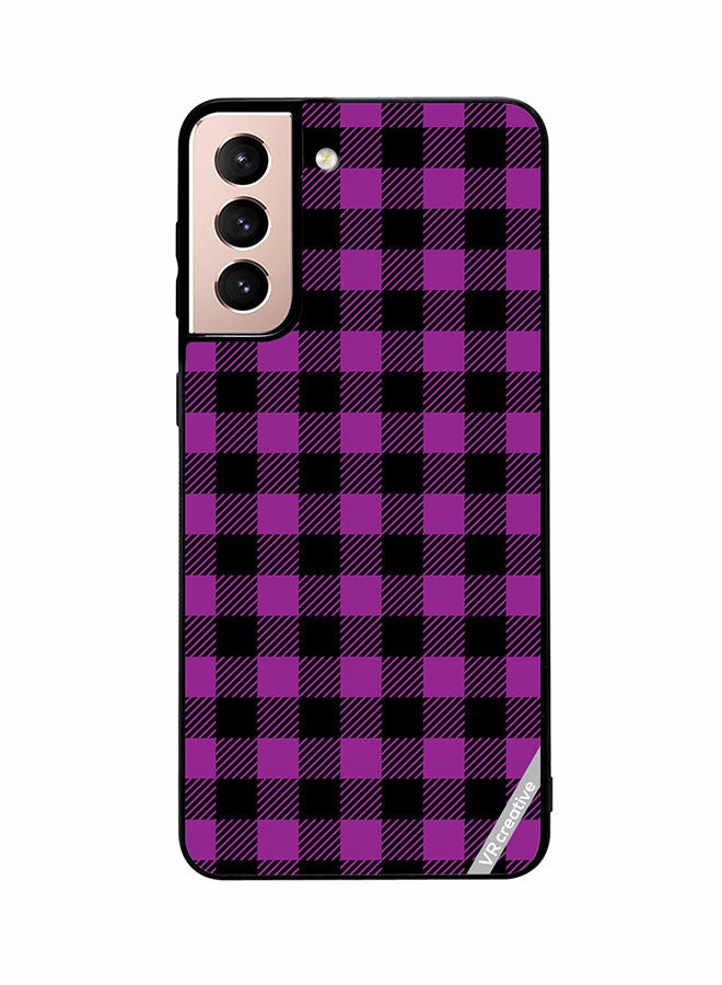 VR CREATIVE Protective Case Cover For Samsung Galaxy S21 Plus 5G Purple And Black Chequered Design Seamless Pattern Design Multicolour - Image 1