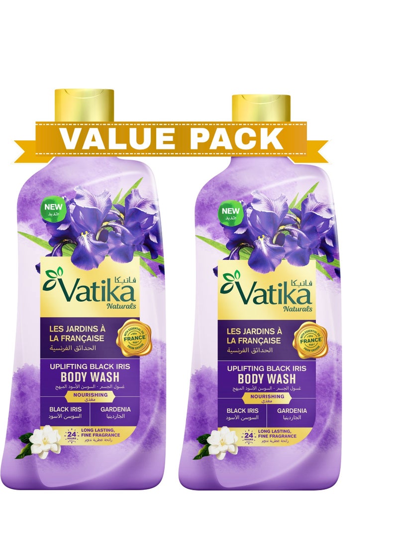 Vatika Naturals Uplifting Black Iris Body Wash (2x250ml) Value Pack, 24 Hours Long Lasting Fine Fragrance, For Nourished Skin,With Essential Oils from France, Value Pack - Image 1
