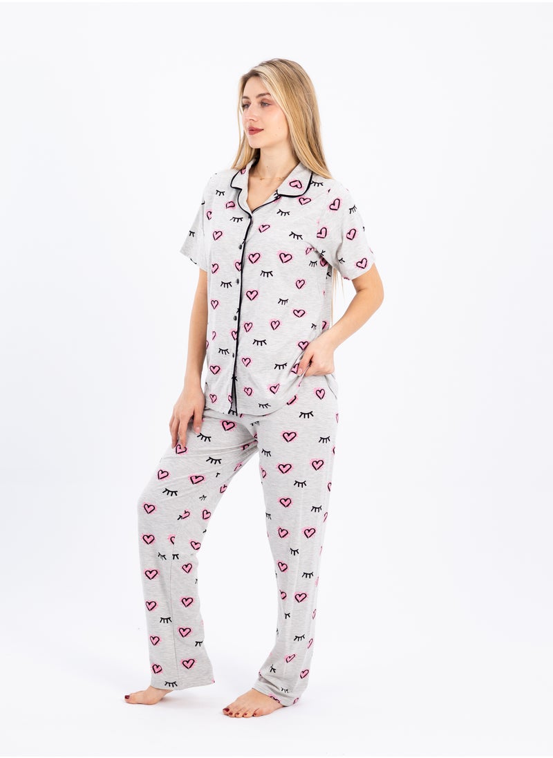 zecotex  - Women's Classic Pajama Set | Soft Ribbed Cotton Sleepwear | Two-Piece Summer Loungewear | Comfortable Homewear for Women - Image 1