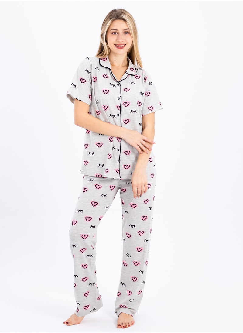 zecotex  - Women's Classic Pajama Set | Soft Ribbed Cotton Sleepwear | Two-Piece Summer Loungewear | Comfortable Homewear for Women - Image 1