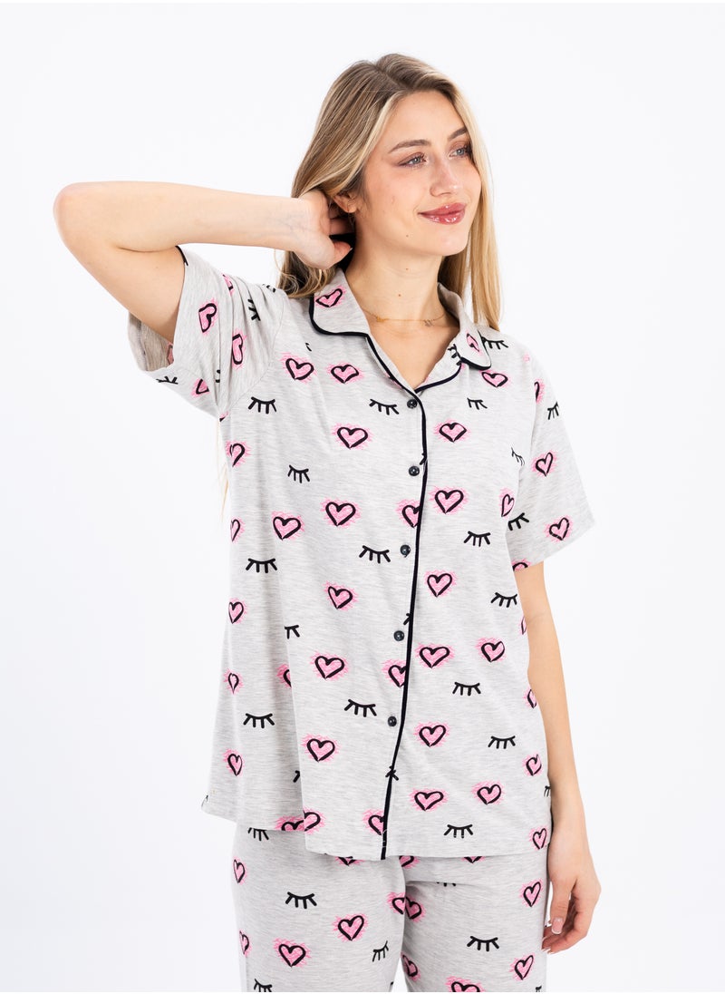 zecotex  - Women's Classic Pajama Set | Soft Ribbed Cotton Sleepwear | Two-Piece Summer Loungewear | Comfortable Homewear for Women - Image 1