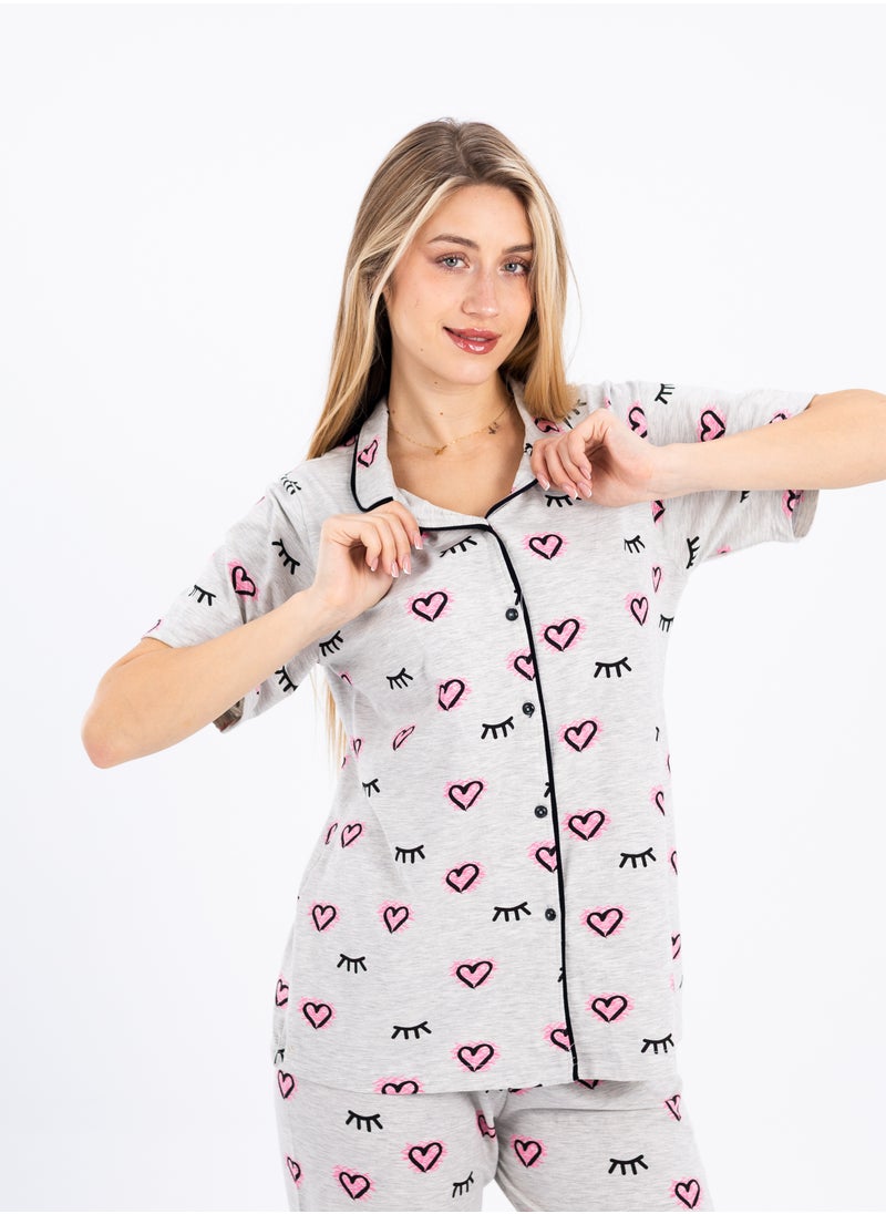 zecotex  - Women's Classic Pajama Set | Soft Ribbed Cotton Sleepwear | Two-Piece Summer Loungewear | Comfortable Homewear for Women - Image 1