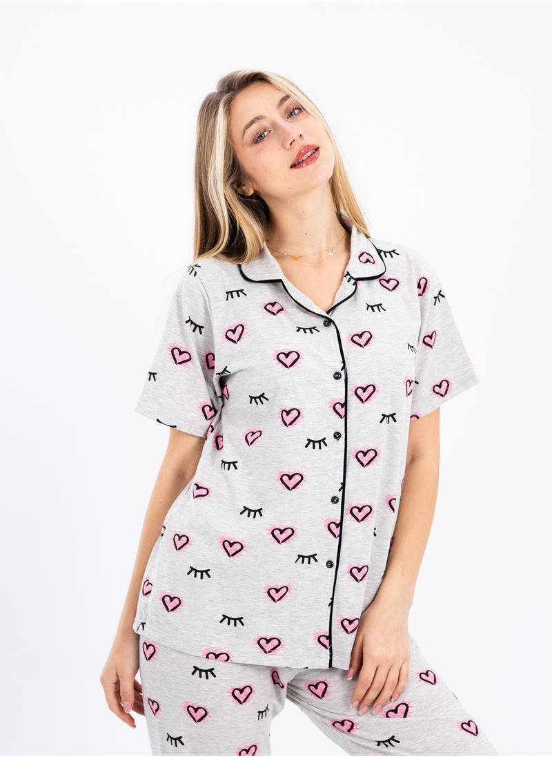 zecotex  - Women's Classic Pajama Set | Soft Ribbed Cotton Sleepwear | Two-Piece Summer Loungewear | Comfortable Homewear for Women - Image 1