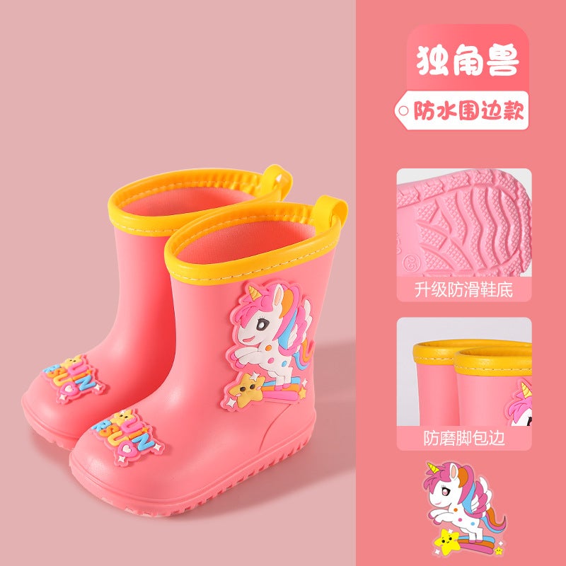 Children'S Rain Boots Girls' Non-Slip Style Baby Boys' Rainy Day School Special Kindergarten Lightweight Wear-Resistant Rain Boots - Image 1