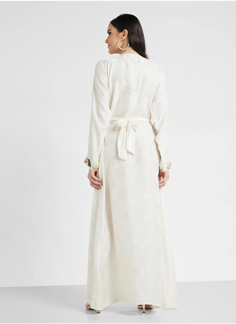 ARABIAN CLOSET Embellished Belted Jalabiya