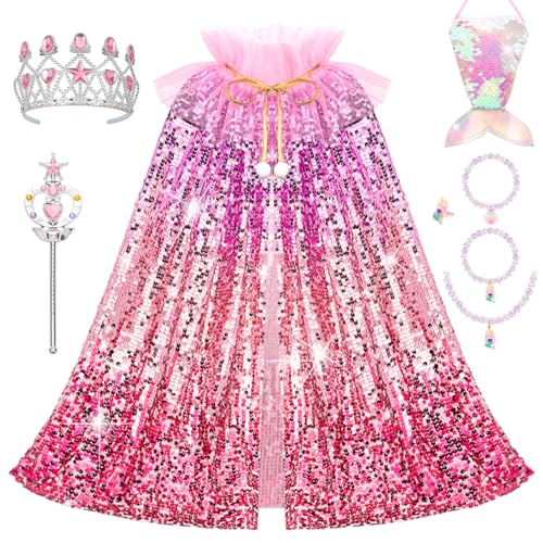 Meland Princess Dress Up for Girls 3-8, Mermaid Dress Up Clothes for Girls Toddler Toys, Birthday Gift for Girl 3 4 5 6 7 8 - Image 1