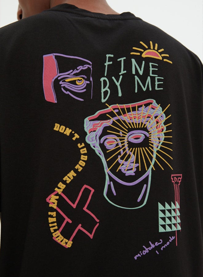 trendyol Men's Black Printed T-shirt - Image 4