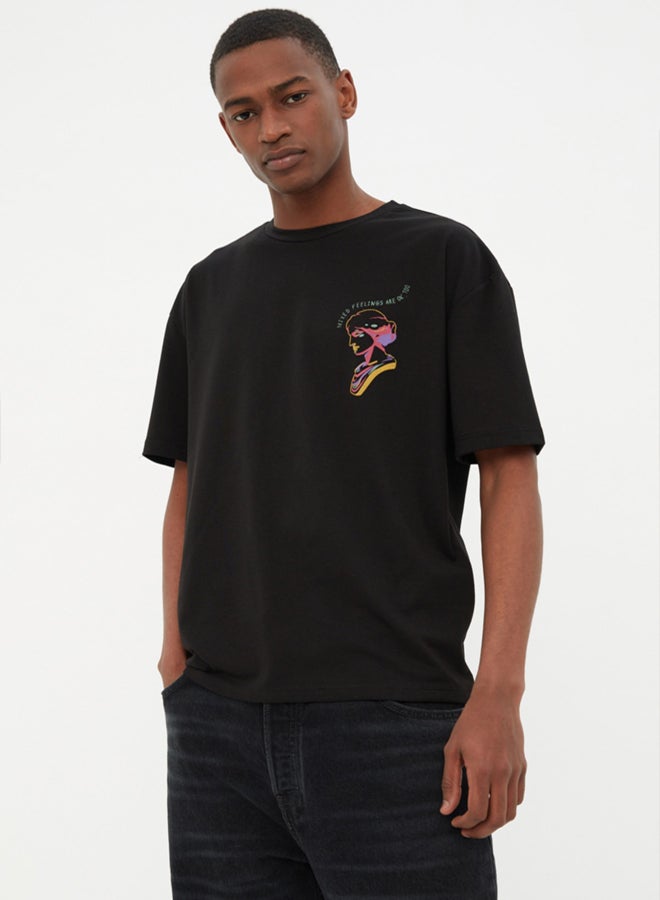 trendyol Men's Black Printed T-shirt - Image 2