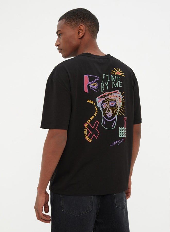 trendyol Men's Black Printed T-shirt - Image 1