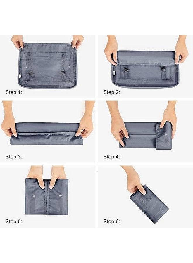 MONJAY Polyester 7Pcs Set Travel Organizer Packing Cubes Lightweight Travel Luggage Organizers With Laundry Bag Or Toiletry Bag Laundry Organiser(7 Pcs,Grey),10 Cm,3 Cm - Image 5