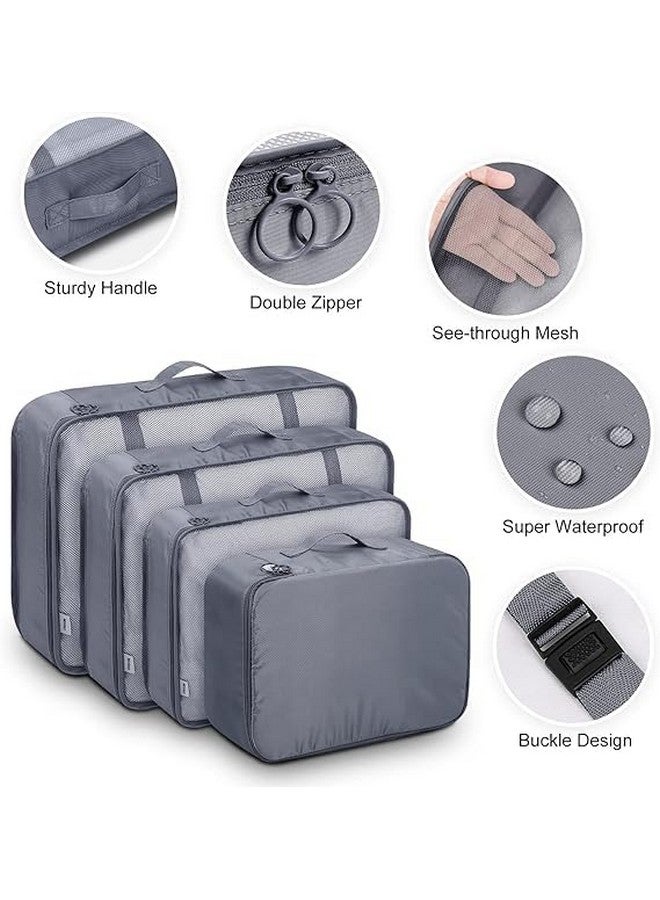 MONJAY Polyester 7Pcs Set Travel Organizer Packing Cubes Lightweight Travel Luggage Organizers With Laundry Bag Or Toiletry Bag Laundry Organiser(7 Pcs,Grey),10 Cm,3 Cm - Image 2
