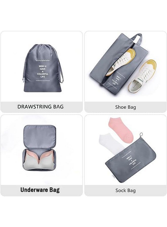 MONJAY Polyester 7Pcs Set Travel Organizer Packing Cubes Lightweight Travel Luggage Organizers With Laundry Bag Or Toiletry Bag Laundry Organiser(7 Pcs,Grey),10 Cm,3 Cm - Image 4