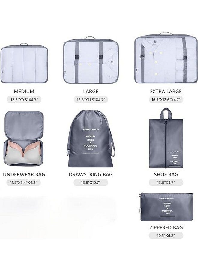 MONJAY Polyester 7Pcs Set Travel Organizer Packing Cubes Lightweight Travel Luggage Organizers With Laundry Bag Or Toiletry Bag Laundry Organiser(7 Pcs,Grey),10 Cm,3 Cm - Image 3